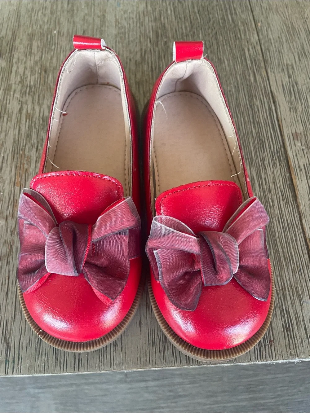 Kids Red Bow Slip-On Flats